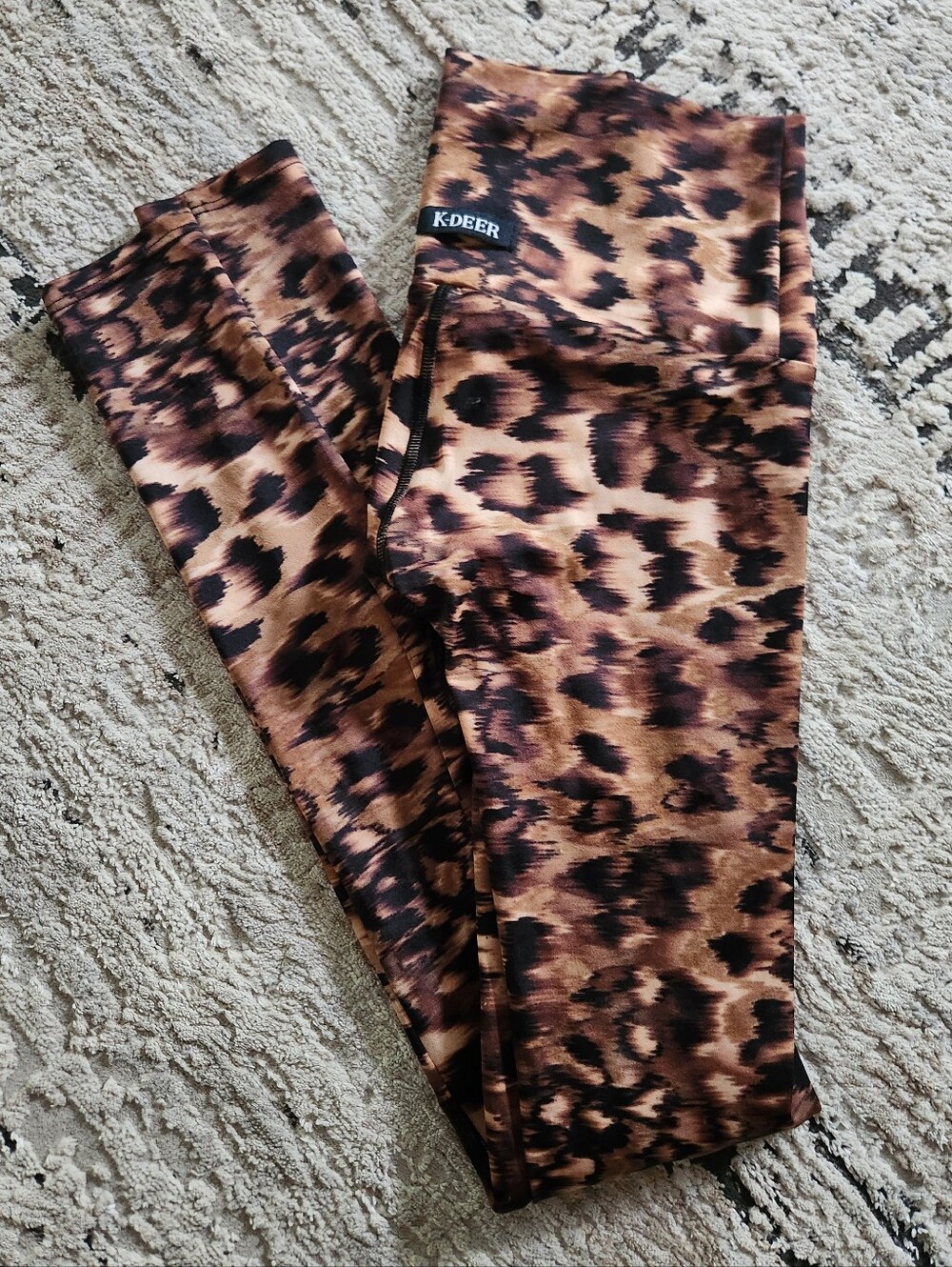 K Deer Leopard Print Full Length Leggings